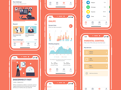 OnLIFE App app design illustration ios iphonex mockups ui ui design ux uxdesign vector