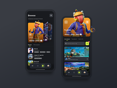 Live Streaming App for eSports app esports gaming live nerd stream streaming ui video videogames
