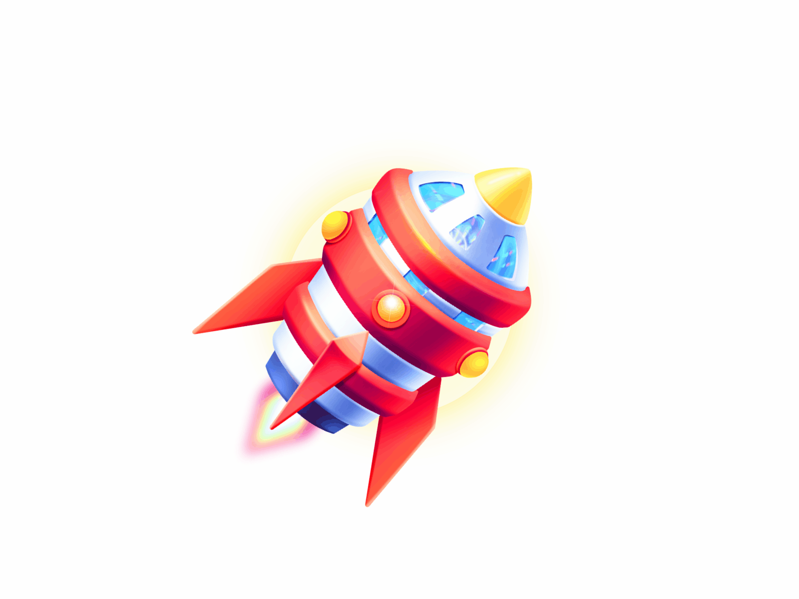 Small rocket launch！ cartoon cute design dynamic effect fashion hand drawn icon illustration launch technology ui warhead
