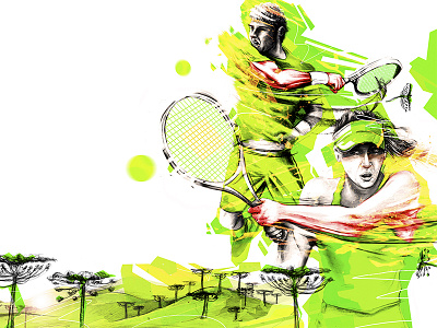 Commissioned Tennis Illustration (1/2) abstract brazil campos design digital dynamic illustration manning sports tennis traditional vibrant