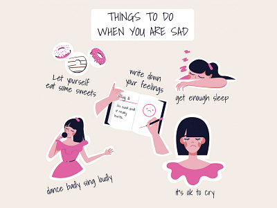 Things to do when you are sad checklist illustration