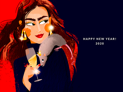 Happy new year 2020 card celebration character design fashion fashion illustration illustration new year rat