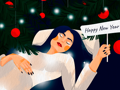 Tired holidays 2020 card celebration character design holidays illustration new year tired