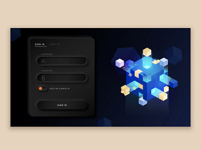 Neomorphism sign in illustration logo ui