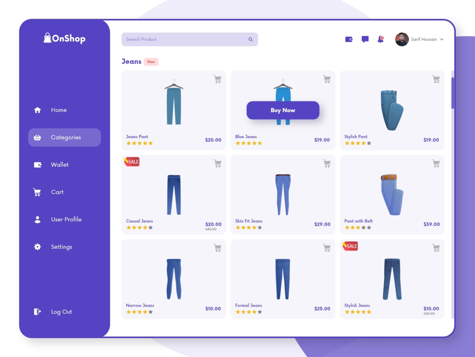 Product Page screen design idea #8: OnShop-Product Page Design