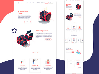 Data Protect Landing Page/Web Template-dProtect clean clean app landing design gradient header illustration landingpage typography uidesign uiuxdesign web websight