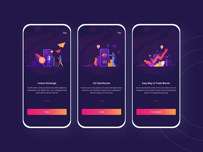 BitEx-Onboarding Screen android bitcoin blue clean cryptocurrency design illustration ios mobile mobileui onboarding typography ui uiuxdesign ux vector