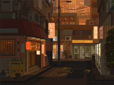 Japanese alley by C-J for Pixelll Design on Dribbble