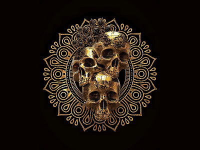 Skullies cinem4d gold roses skull