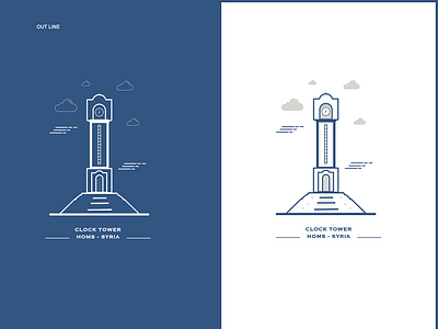 Outline | Homs Clock Tower icon illistration illistrator illustration illustrator landmarks logo out line outline outline icon outline icons outline illustration outline logo vector