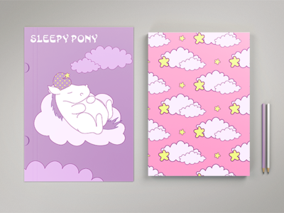 Sleepy ponny note design branding design flat horse illustration note pink style vector