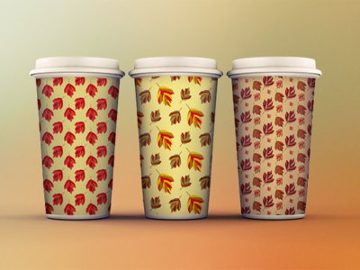 Autumn Cups Design autumn coffee cup cup design illustration leaf leafs mood orange package packagedesign pattern vector