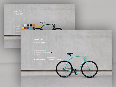 Viks - customization process bike buy colors custom interaction order ui ux viks web