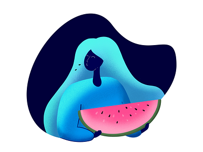 Girl with a watermelon character character design first shot flat girl graphics hello dribbble illo illustration watermelon