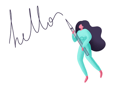 Hello Girl character character design flat girl hello hello dribbble illo illustration