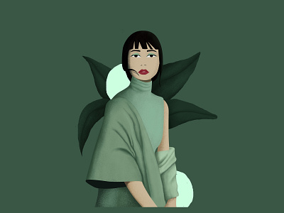 Natural digital editorial fashion fashion illustration green illustration illustrator natural simple textures vector woman illustration