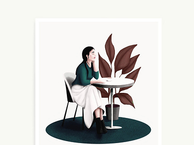 Lounge dots illustration illustration art illustrator light lounge lounge chair plants simple texture womanillustration