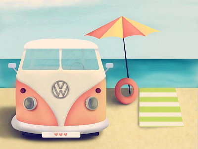 Adventure adventure artwork digital illustration summer vector volkswagen