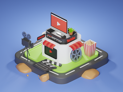 YouTube Building 3d blender design graphic design illustration ui