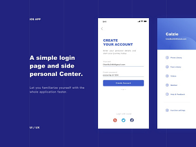 Login and Side Pages ui ux