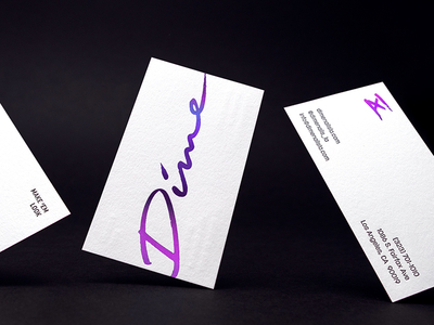 Dime Nails Business Cards 80s 80s style brand and identity brand design brand identity branding branding designer business card design business cards edgy gradient gradient foil letterpressed logo logo design retro