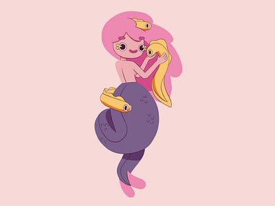 Mermaid with cute moray eels