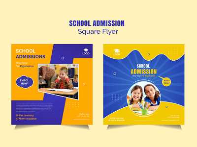 School admission social media banner or square flyer