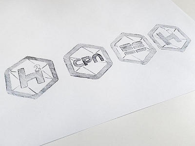 HH Family Logos concept es h h2 hexagon logo sketch tech