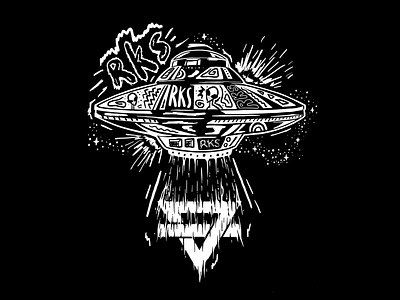 T-Shirt Design alien band t shirt bandmerch blackandwhite design graphic hand drawn illustration music art procreate rainbowkittensurprise spaceship tshirt tshirtdesign