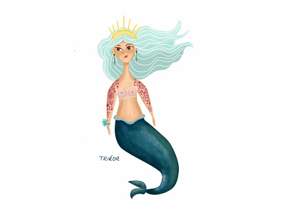 Tattooed Mermaid blue cute fairytale girl illustration mermaid sea seaworld summer tattoos woman