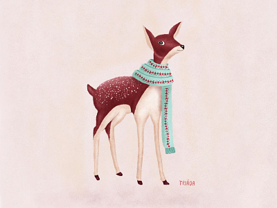 Deer cute cute animal deer design fun illustration nature scarf winter
