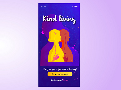 Kind living app login design design illustration interface typography ui vector