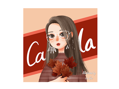 O Canada canada day cartoon cute girl girl happy canada day illustration maple leaves portrait procreate self portrait