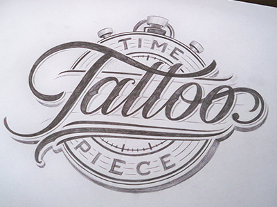 Time Piece Tattoo Logo branding calligraphy clothing corporate identity lettering logo logopack logotype type typography