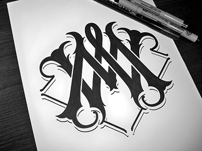 Personal Monogram branding calligraphy corporate design hand drawn identity lettering logo logotype retro typography vintage