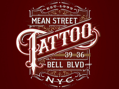 Mean Street Tattoo branding calligraphy concept hand lettering identity lettering logo ornamental sketch typography vintage