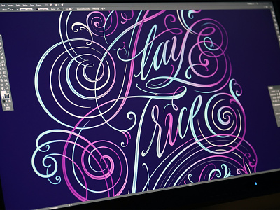 Stay True calligraphy hand lettering holographic lettering logo logotype print type typography