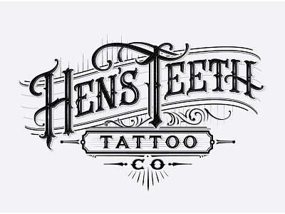 Hens Teeth Tattoo branding concept hand lettering identity lettering logo logotype retro sketch typography vintage