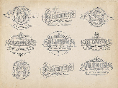 Solomon's Tattoo Parlour apparell calligraphy drawing fashion graphic design hand lettering lettering sketch type typography vintage
