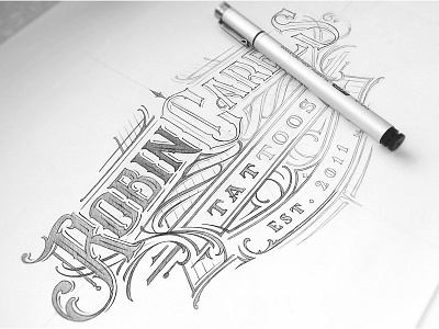 Robin Carels Tattoos badge branding calligraphy classic concept hand lettering identity lettering logo logotype sign typography