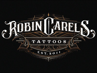 Robin Carels Tattoos badge branding calligraphy classic concept hand lettering identity lettering logo logotype sign typography