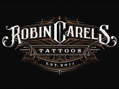 Robin Carels Tattoos badge branding calligraphy classic concept hand lettering identity lettering logo logotype sign typography