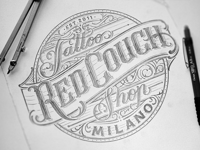 Red Couch Tattoo calligraphy custom lettering grphic design hand lettering handmade lettering logo logotype mark sign tattoo tattoo parlour