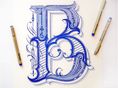Letter B calligraphy classic lettering custom lettering drawing fine art graphic design hand lettering lettering ornamental retro tpography