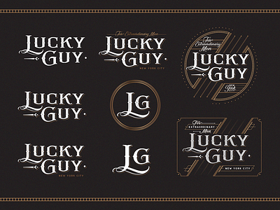 Lucky Guy Club calligraphy gold handlettering handmade lettering logo logotype mark sign tattoo type typography