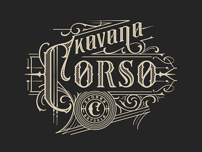Kavana Corso calligraphy gold handlettering handmade lettering logo logotype mark sign tattoo type typography