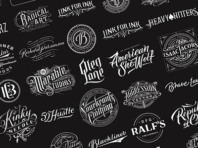 Handlettered Logotypes Vol. 5 branding calligraphy customlettering graphic design handlettering illustrator letterin logo logopack logotype typography