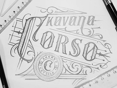 Kavana Corso calligraphy classic handlettering industrial lettering logo restaurant retro typography