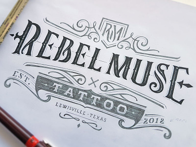Rebel Muse Tattoo branding calligraphy customlettering graphic design handlettering illustrator letterin logo logopack logotype typography