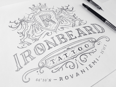 Ironbeard calligraphy handlettering handmade lettering logo logotype mark sign sketch tattoo type typography